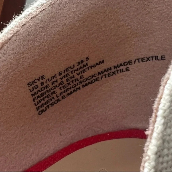 JustFab Red Wedge Ballet Heels with Bow Ties Metallic Gold Accent Woven sz 8 - Picture 7 of 12